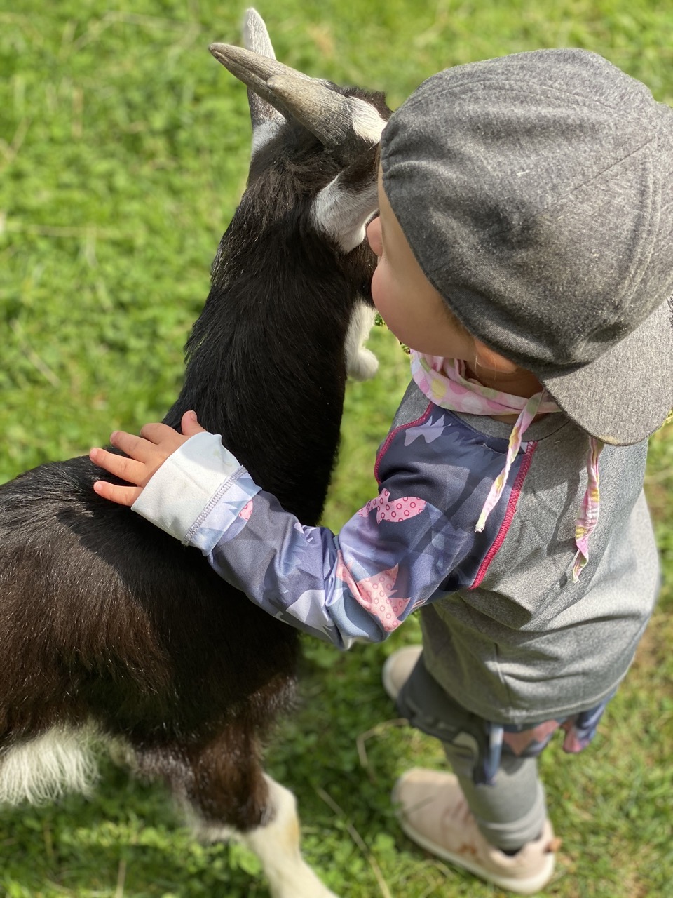 Baby mit Ziege Augenhöhe